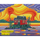 Cabin on the Rocks by Robbie Craig-45x55cm-Square-DiamondArt.ca