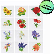 Kit de 12 mini toiles scintillantes de magnifiques fleurs