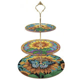 Golden Blooms Wooden Tiered Tray