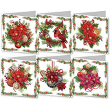 Poinsettia Sparkle Christmas Card Set (6 Pack)-Special-DiamondArt.ca