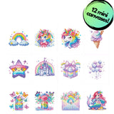 Rainbow Whimsy Sparkle Minis 12 Canvas Kit