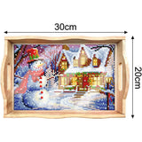 Holiday Scene Wooden Serving Tray-Round-DiamondArt.ca