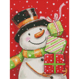 Snowman With Presents by MAKIKO-35x45cm-Round-DiamondArt.ca