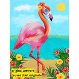 Summer Vibes Flamingo by Karrie Evenson-35x45cm-Round-DiamondArt.ca