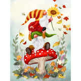 Two Gnomes on a Mushroom by Jean Francois-35x45cm-Round-DiamondArt.ca