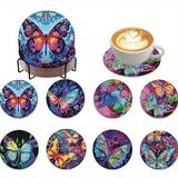 Watercolor Butterflies Coaster Set (8 pieces)-Special-DiamondArt.ca