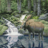 Woodland Moose by Chris Dobrowolski-45x45cm-Round-DiamondArt.ca